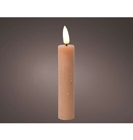 lumineo Lumineo LED dinerkaarsen met flikkerende vlam licht bruin dia2x16cm wax met 6 uur timer