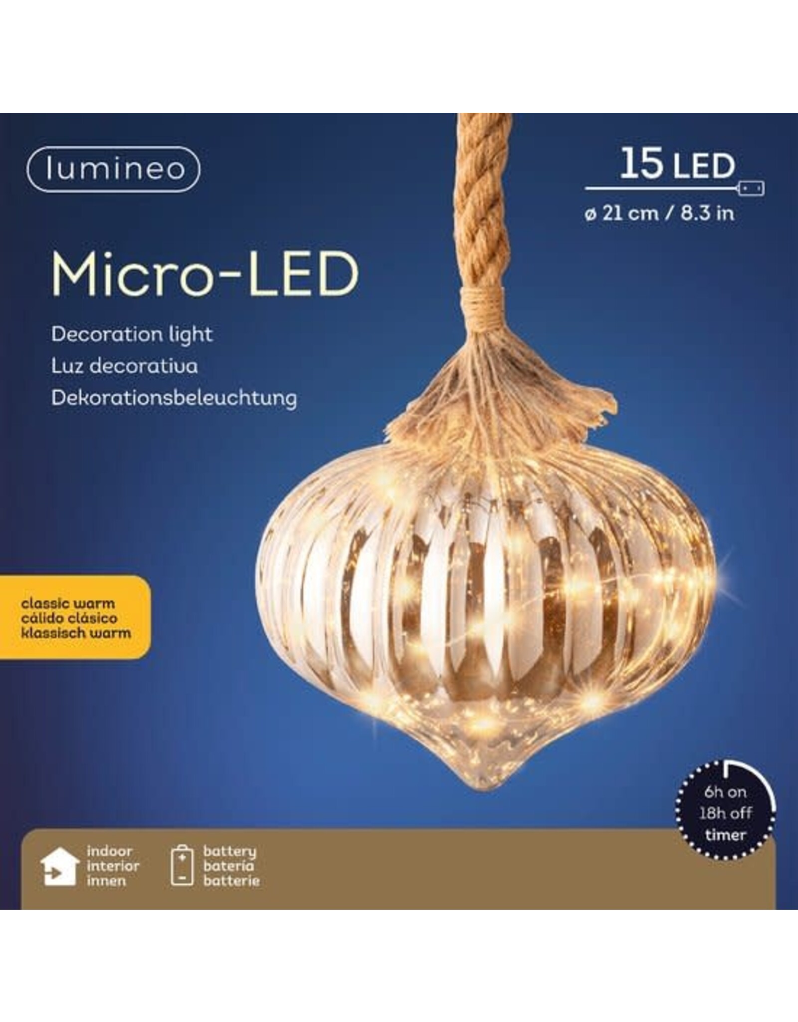lumineo Lumineo Micro LED ui lamp - ø20x21 cm - 15 LED lampjes - Grijs