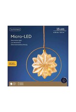 lumineo Lumineo LED Ster glas met 15 micro LED lampen in een metalen ring- Ø 26cm werkt op batterij met timer