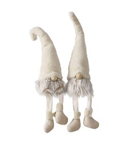 Kabouter Tanyo met bungelbeentjes H58cm Zand, Acryl, Katoen, Polyester