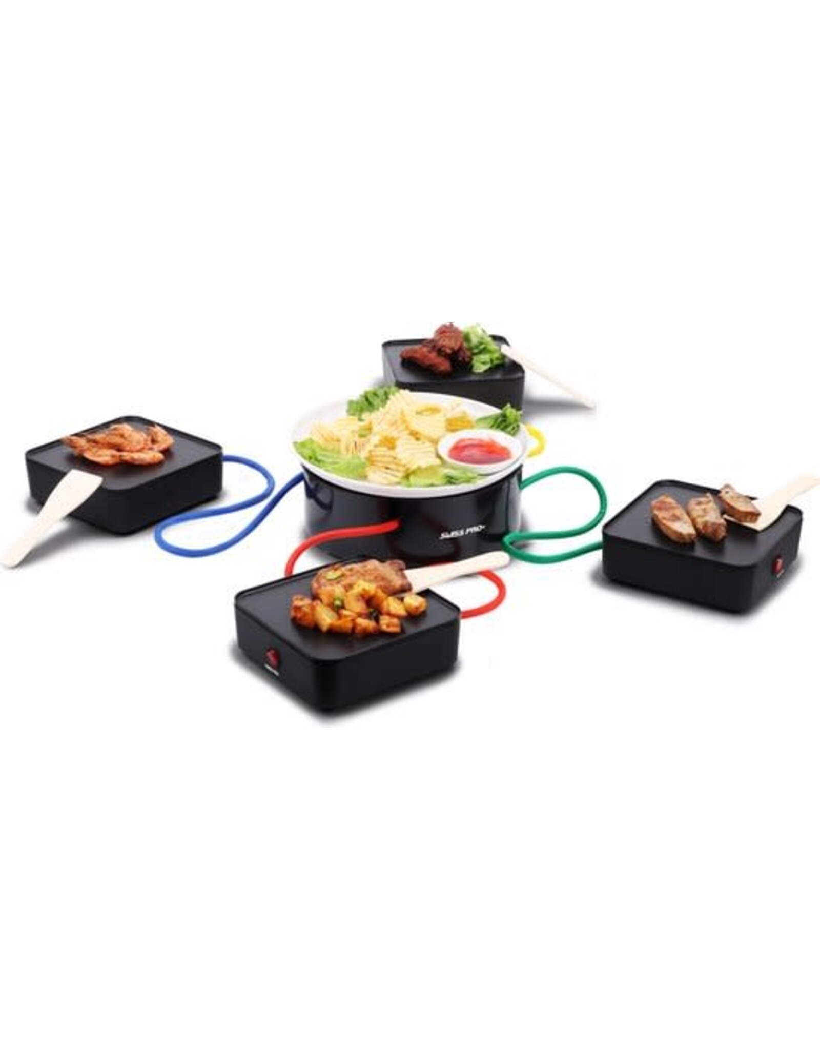 SWISS PRO Swiss Pro+ Grillplaat - Dinner4ALL Tafelgrill - Gourmetstel 4 personen 1400W