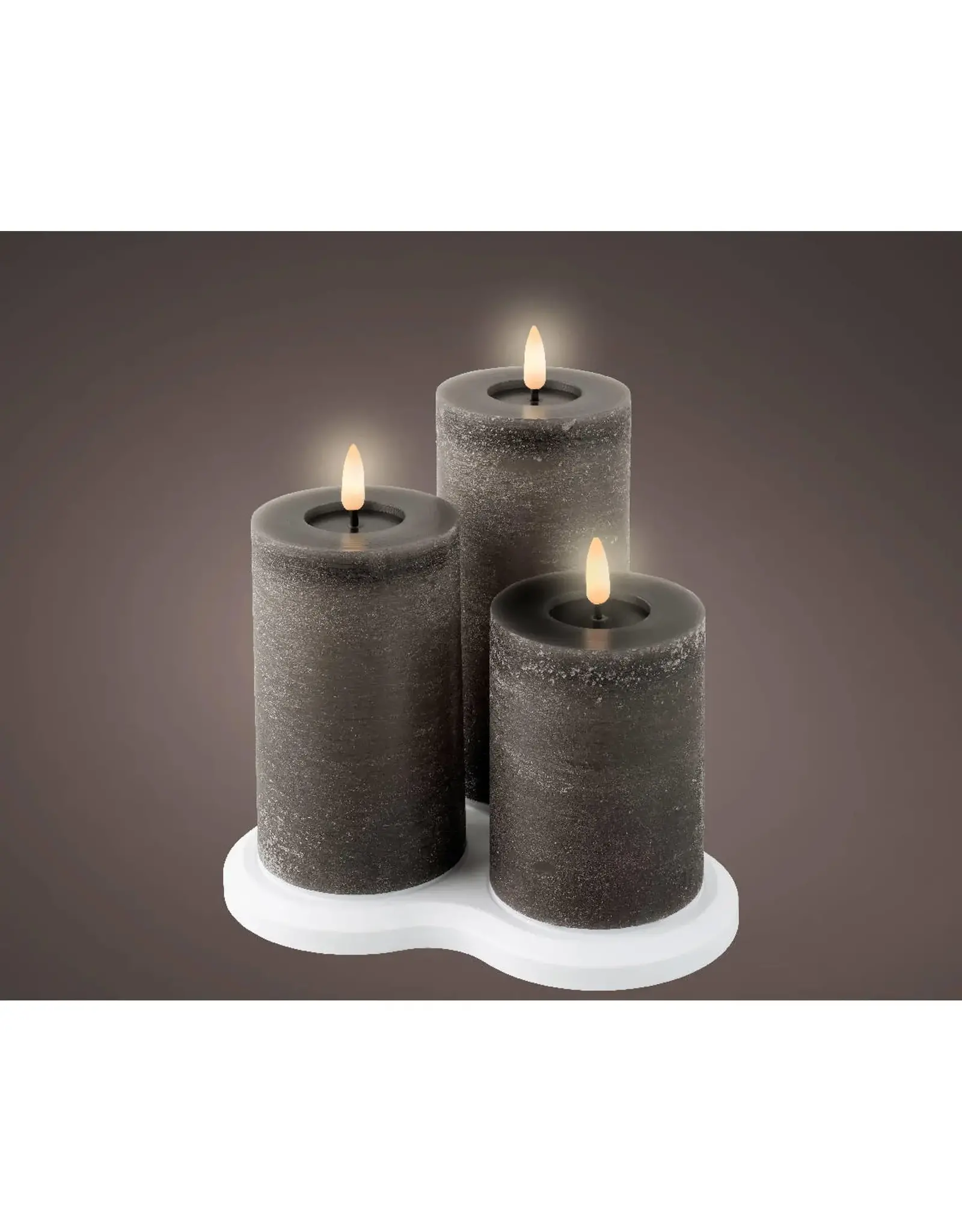 lumineo Lumineo Led kaars grijs/warm wit 3st