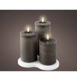 lumineo Lumineo Led kaars grijs/warm wit 3st