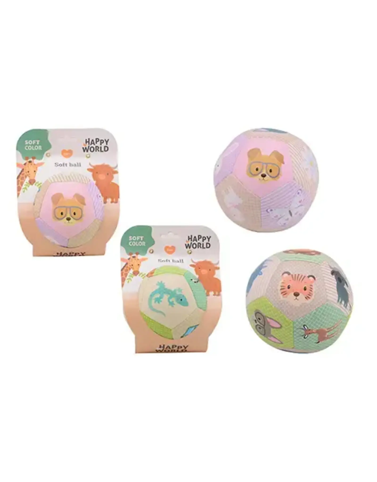 Happy World Happy World zachte bal in zachte kleuren - 2 assorti