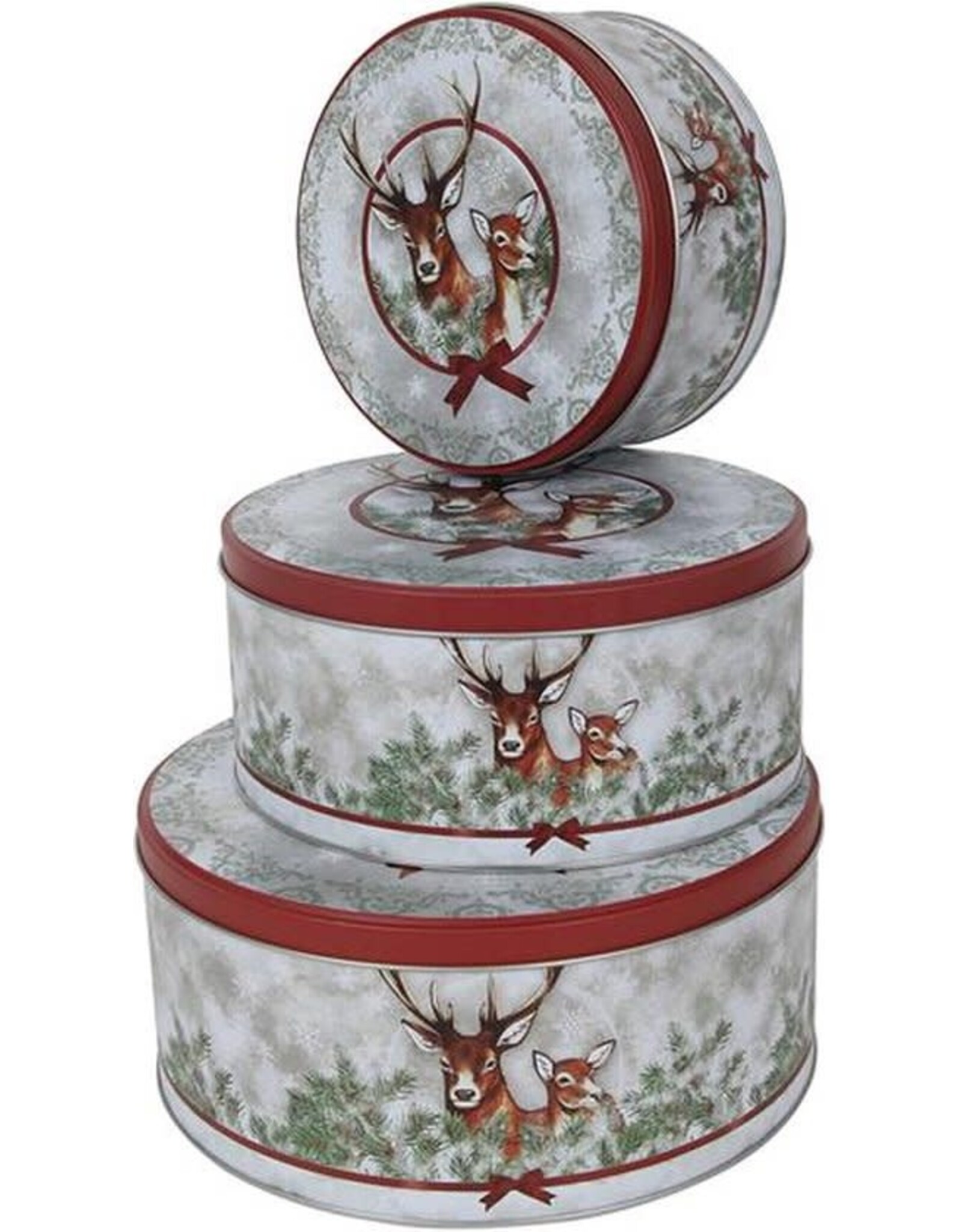 Kerstblikset Rendier 3-delig|  Ø13,5x7,1/Ø16,7x7,7/Ø19,7x8,6cm