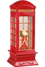 lumineo Kerst Waterspinner Telefooncel met Kerstman - 27 cm - Met LED licht