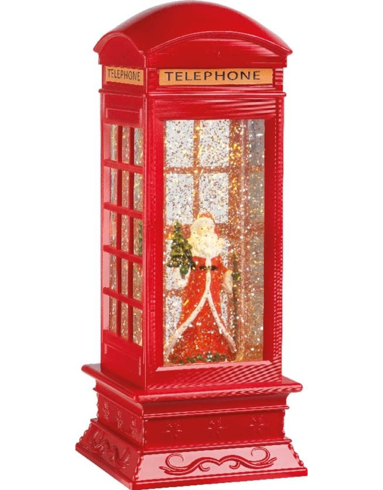 lumineo Kerst Waterspinner Telefooncel met Kerstman - 27 cm - Met LED licht