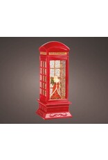 lumineo Kerst Waterspinner Telefooncel met Kerstman - 27 cm - Met LED licht