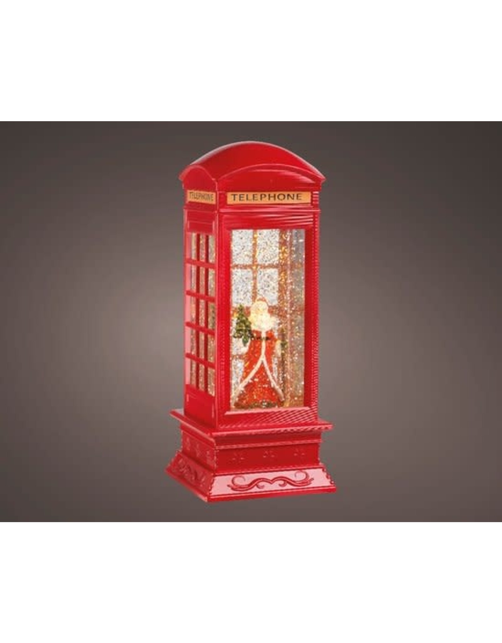 lumineo Kerst Waterspinner Telefooncel met Kerstman - 27 cm - Met LED licht