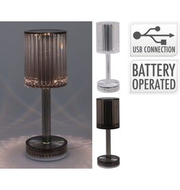 Oplaadbaar Touch Tafellamp | kunststof 8x24cm ribbel met usb-aansluiting