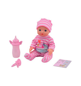 JOHNTOYS Baby Rose drink en plaspop 17 cm