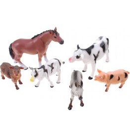 JOHNTOYS Animal World boerderijdieren 6 stuks in zak