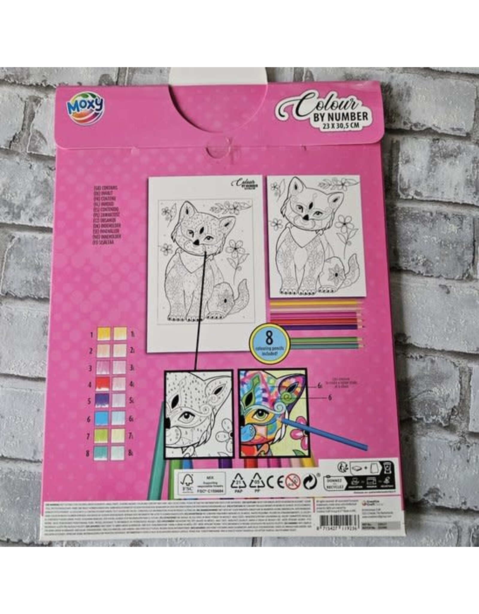 Kleuren op nummer kat | incl 8 kleurpotloden