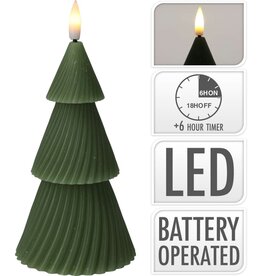 LED kaars kerstboom 15cm groen - Groene Led Kerstboom