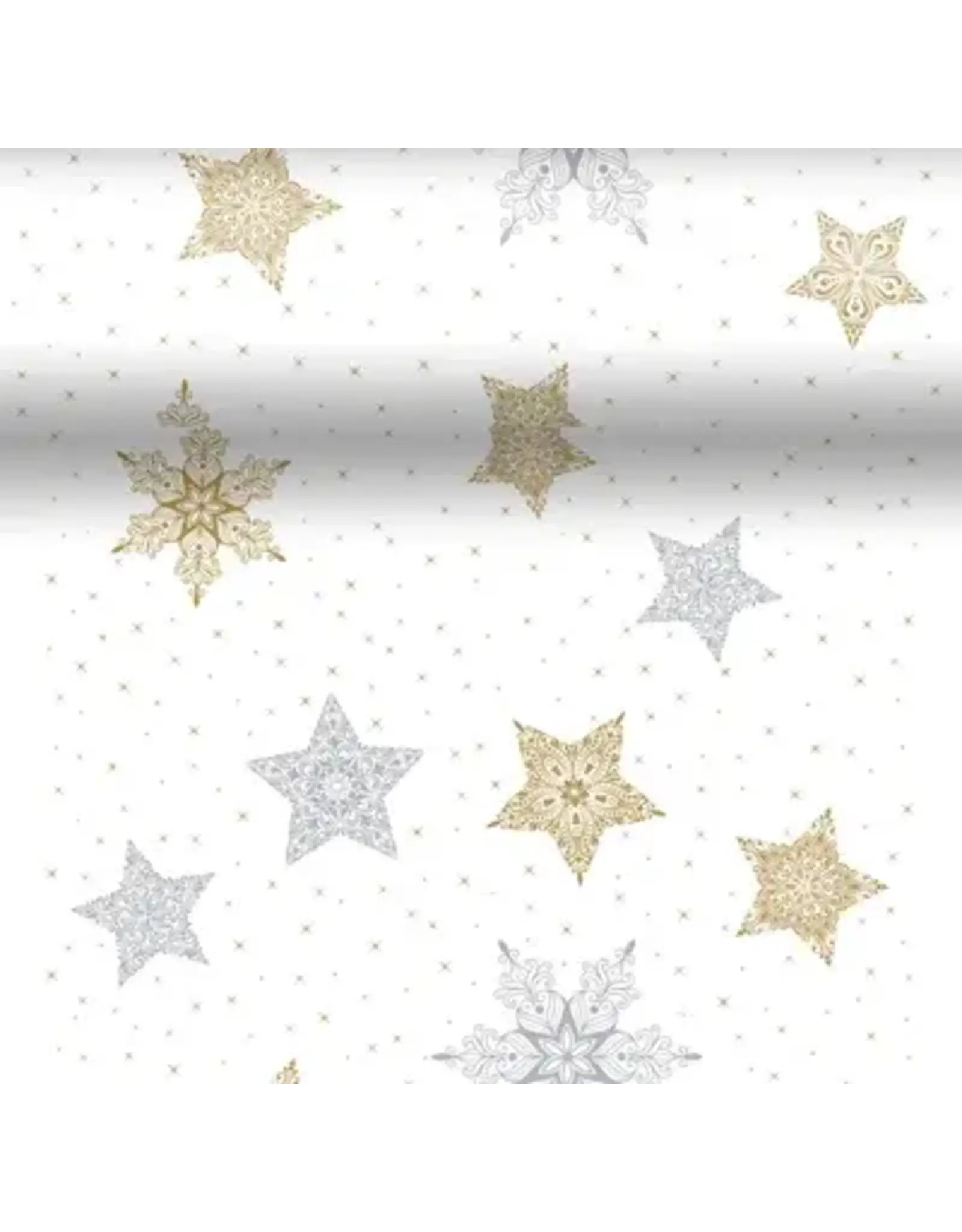 Duni Duni 3-in-1 tafelaankleding Snowstars White wit 40 x 480 cm