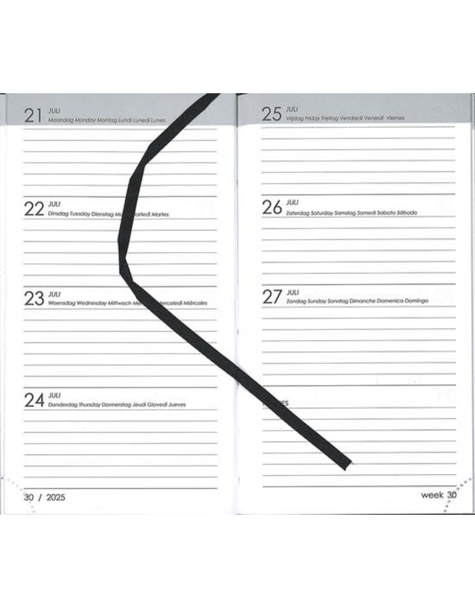 MGP MGPcards - A6 Agenda 2025 - Weekoverzicht - 1 week op 2 pagina's - Zwart - Staand - 10,5 x 14,8 cm