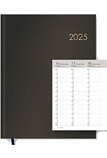 MGP MGPcards - A5+ Agenda 2025 - Grootcijfer Agenda - Weekoverzicht - 1 week op 2 pagina's - Kolom - Zwart - 17,5 x 24,5 cm