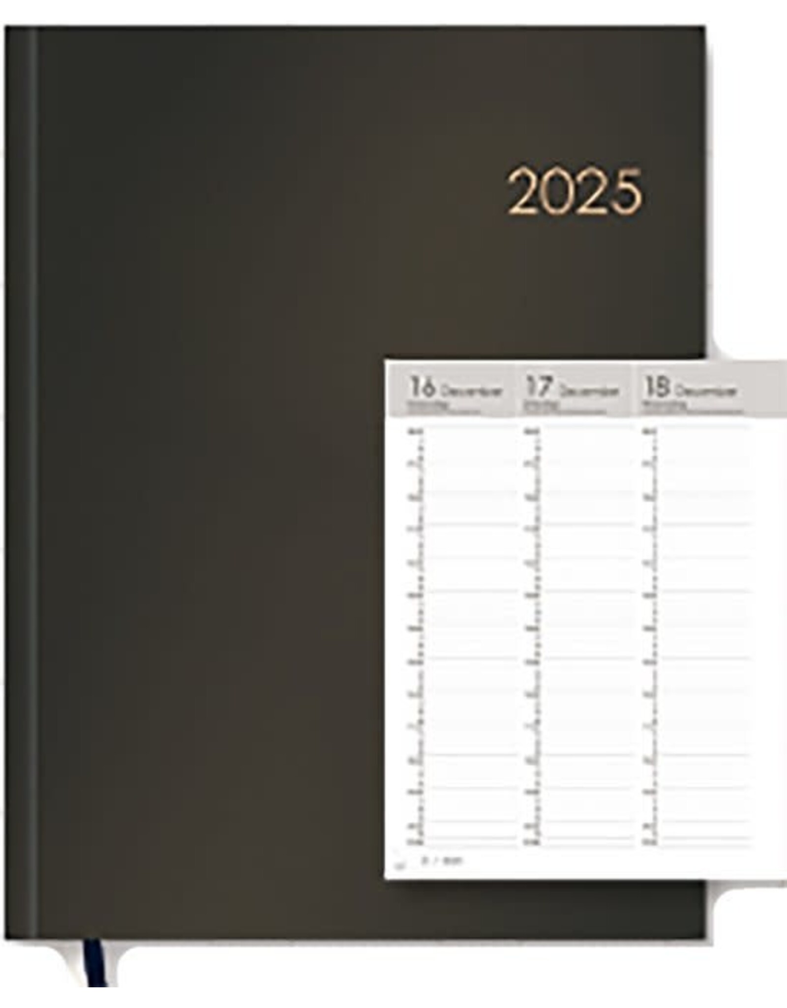 MGP MGPcards - A5+ Agenda 2025 - Grootcijfer Agenda - Weekoverzicht - 1 week op 2 pagina's - Kolom - Zwart - 17,5 x 24,5 cm