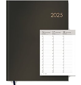 MGP MGPcards - A5+ Agenda 2025 - Grootcijfer Agenda - Weekoverzicht - 1 week op 2 pagina's - Kolom - Zwart - 17,5 x 24,5 cm