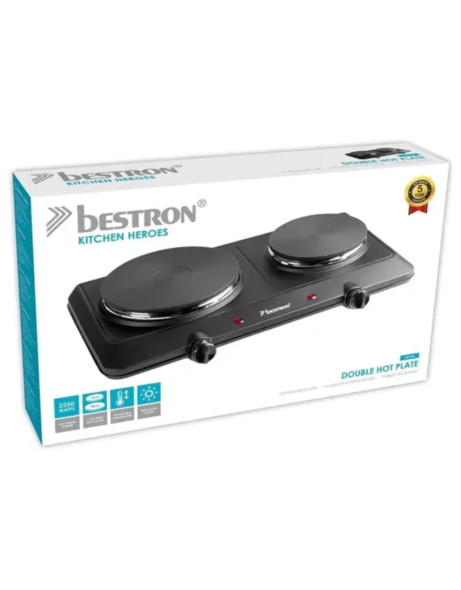 BESTRON Bestron kookplaat 2250W 45 x 25 cm staal zwart