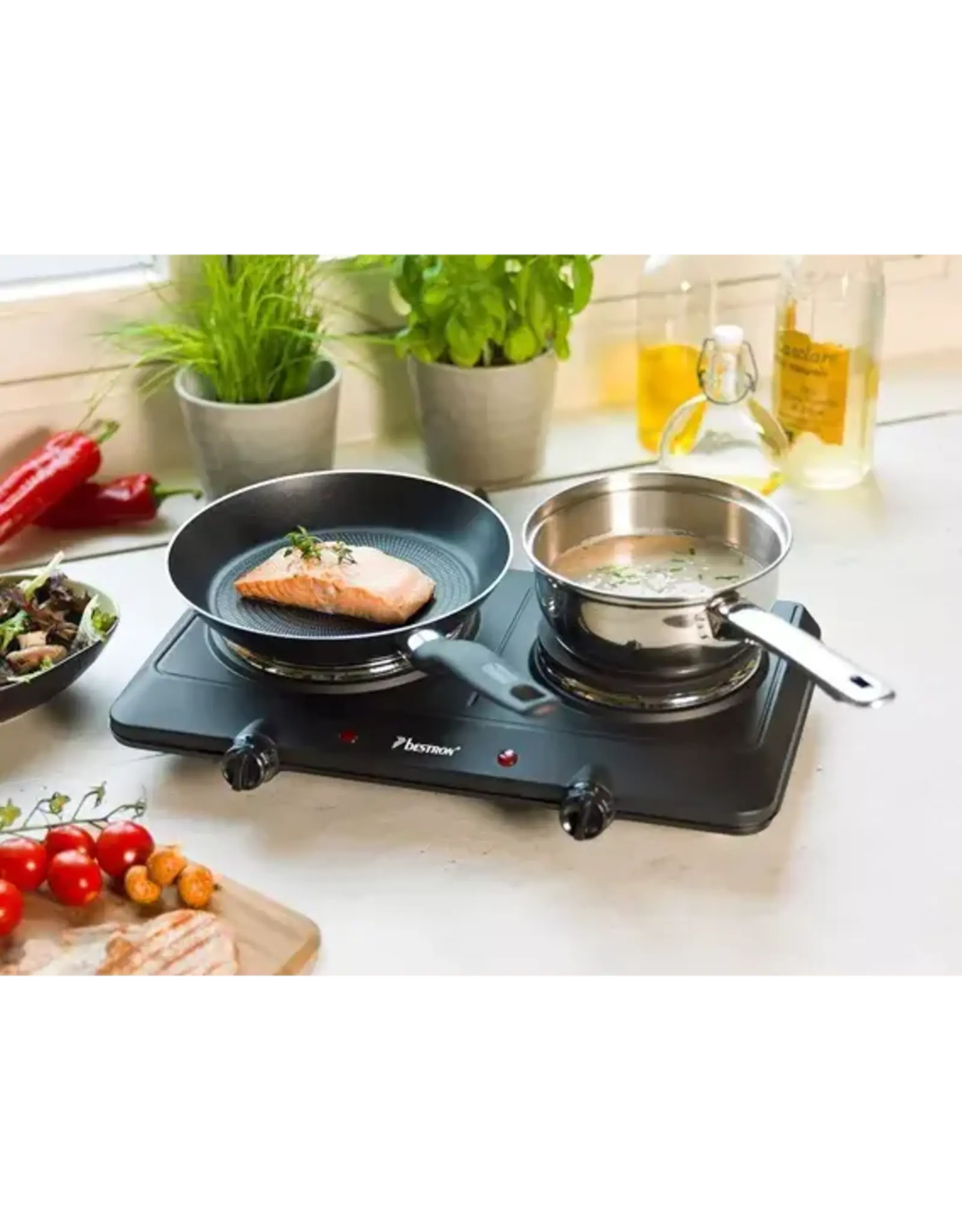 BESTRON Bestron kookplaat 2250W 45 x 25 cm staal zwart