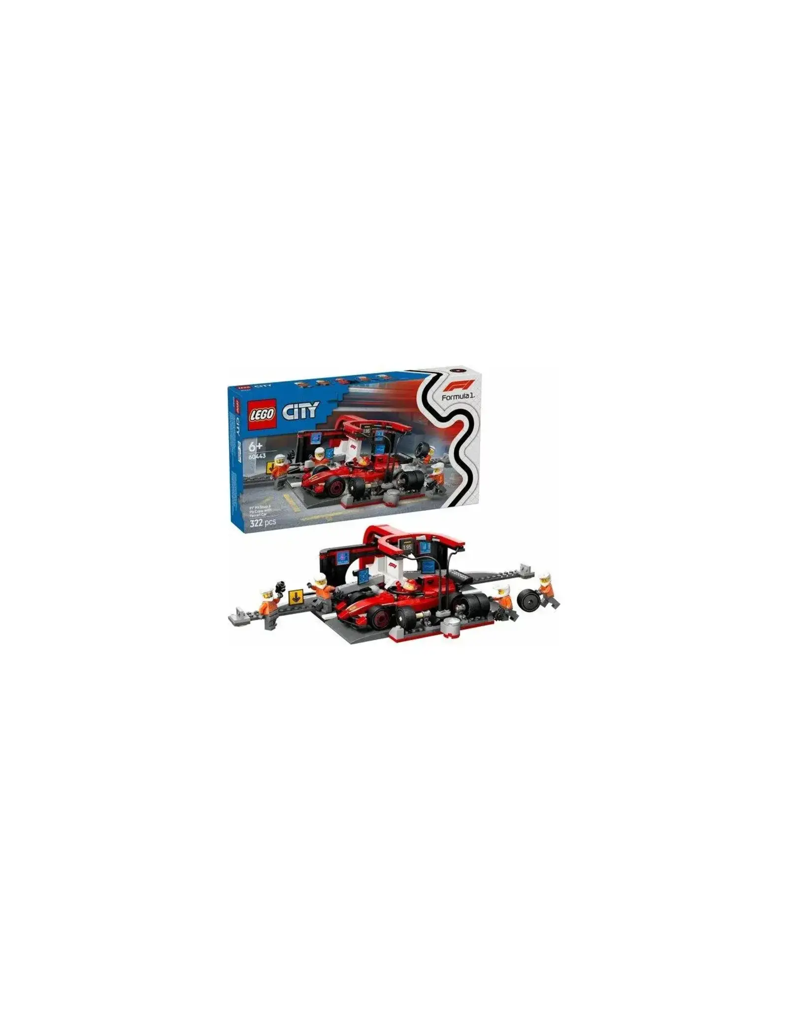 Lego City LEGO City 60443 F1 pitstop en pitcrew met Ferrari