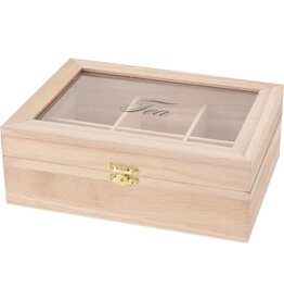 MERKLOOS Houten Theedoos met 6 Vakjes 20,5x16 cm