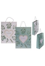 Cadeautasje love 25x8,5x34cm groen/wit