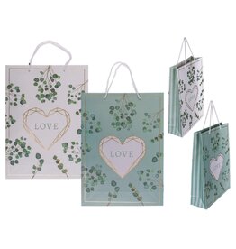 Cadeautasje love 25x8,5x34cm groen/wit