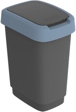 ROTHO Rotho Twist Swing - Afvalbak 10L met klapdeksel - Recycling afvalverzamelaar - BPA-vrij - Zwart/Donkerblauw