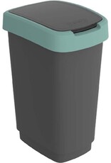 ROTHO Rotho Twist Swing - Afvalbak 10L met klapdeksel - Recycling afvalverzamelaar - BPA-vrij - Zwart/Donkergroen