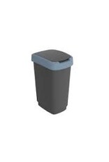 ROTHO Rotho Twist Swing - Afvalbak 25L met klapdeksel - Recycling afvalverzamelaar - BPA-vrij - Zwart/Donkerblauw