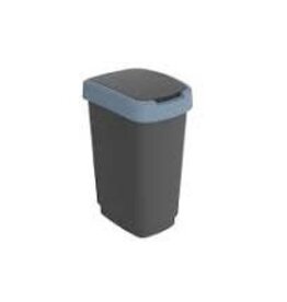 ROTHO Rotho Twist Swing - Afvalbak 25L met klapdeksel - Recycling afvalverzamelaar - BPA-vrij - Zwart/Donkerblauw