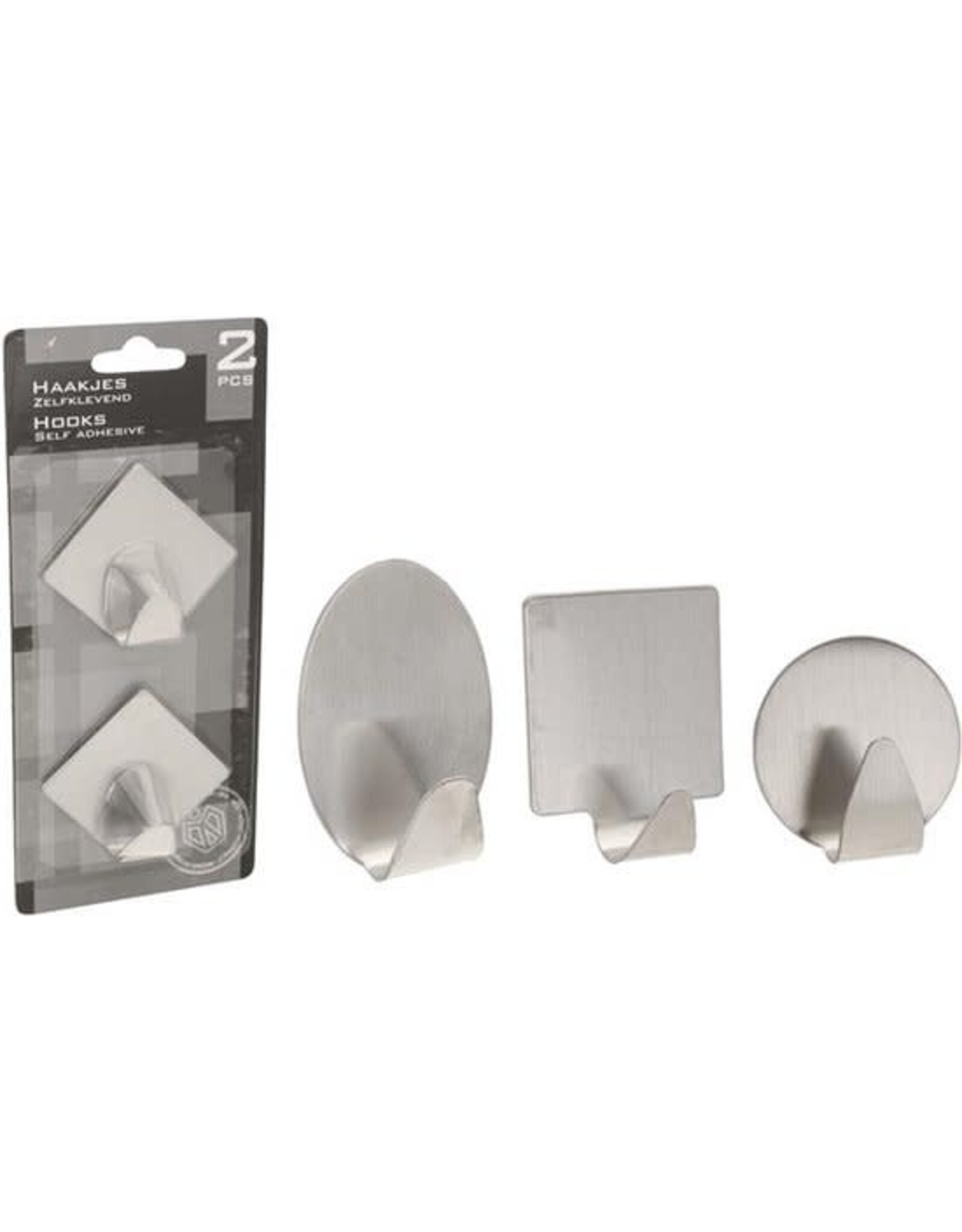Haakjes zelfklevend Rvs 2 stuks