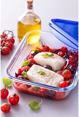 PYREX Pyrex - Cook & Go Schaal Rechthoek met Deksel 2-Delig - Transparant - Blauw - Borosilicaatglas - Polypropyleen - Siliconand