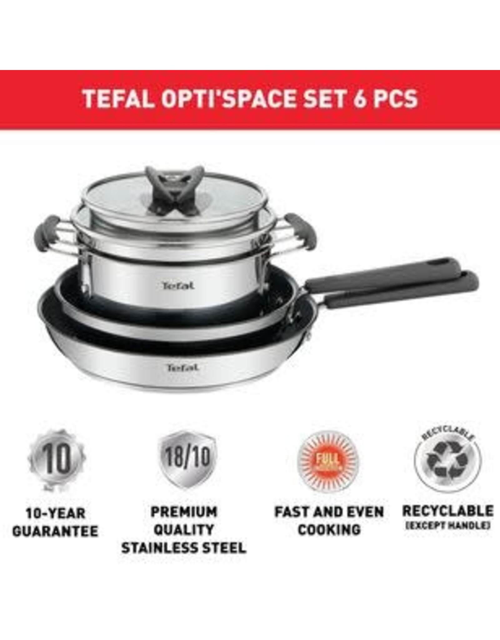 TEFAL Tefal Opti'Space Pannenset 4-delig - Inductie