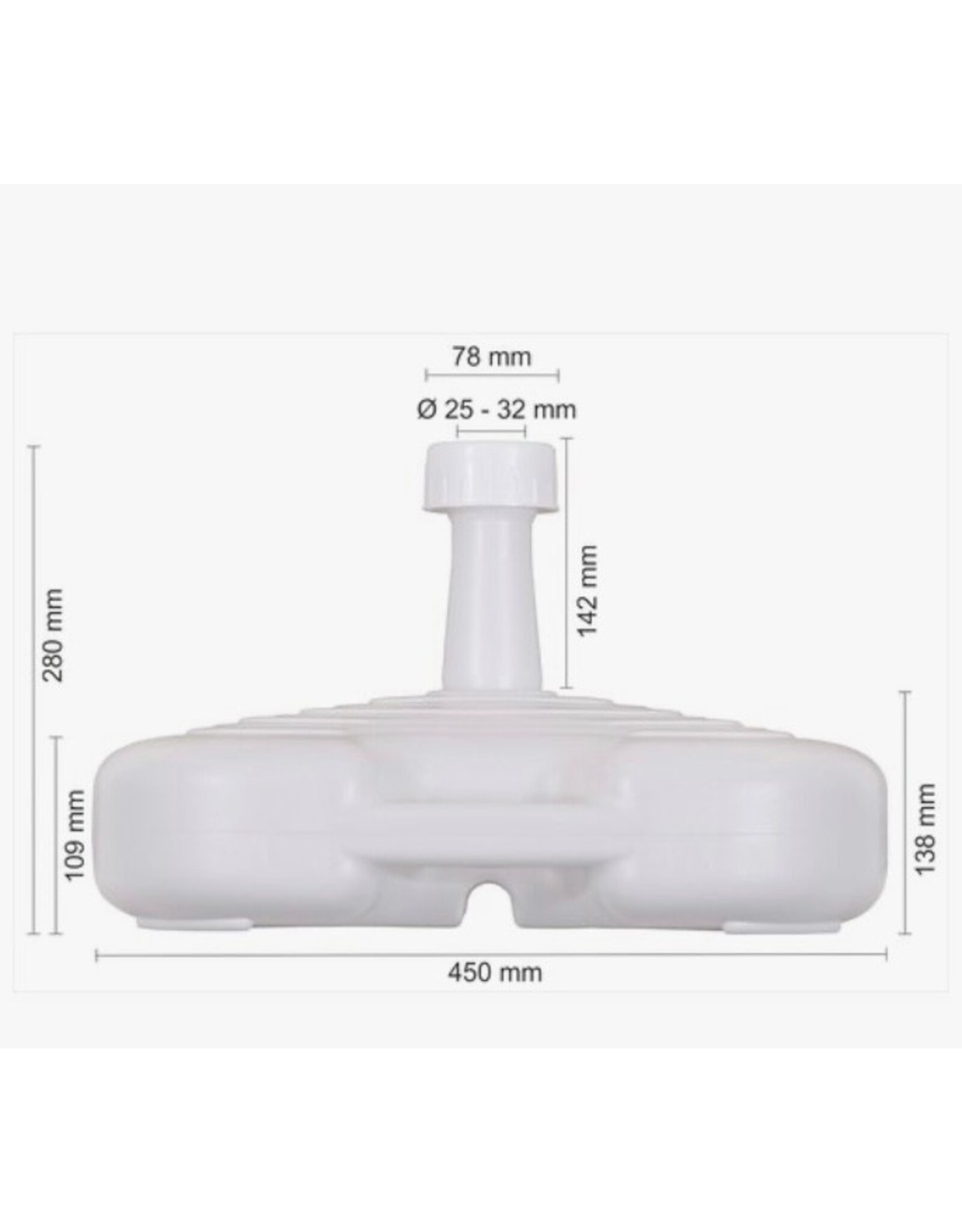 Parasolvoet Vulbaar 17 liter - Wit