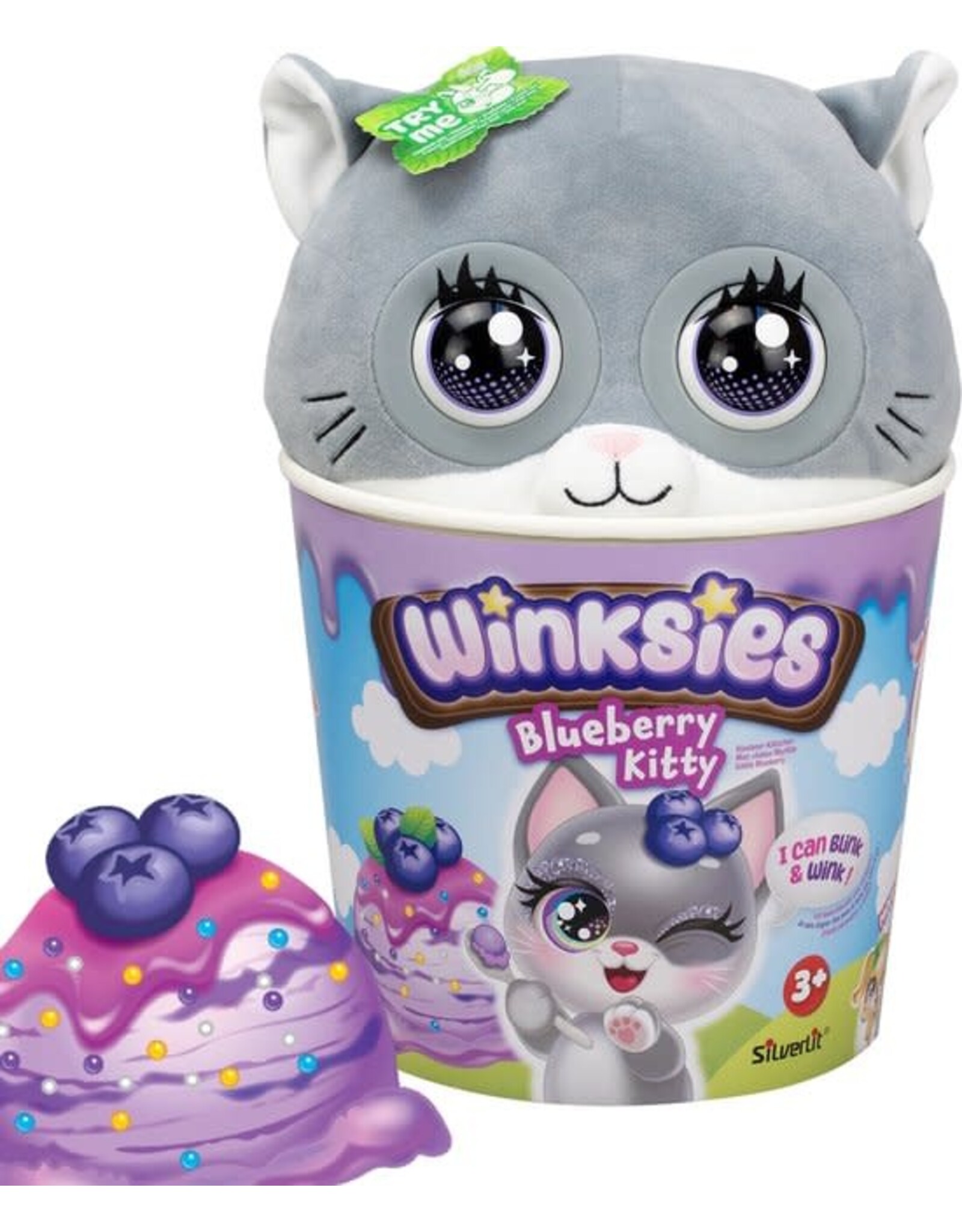 Silverlit Winksies Blueberry Kitten - Interactieve knuffel in een ijsbeker