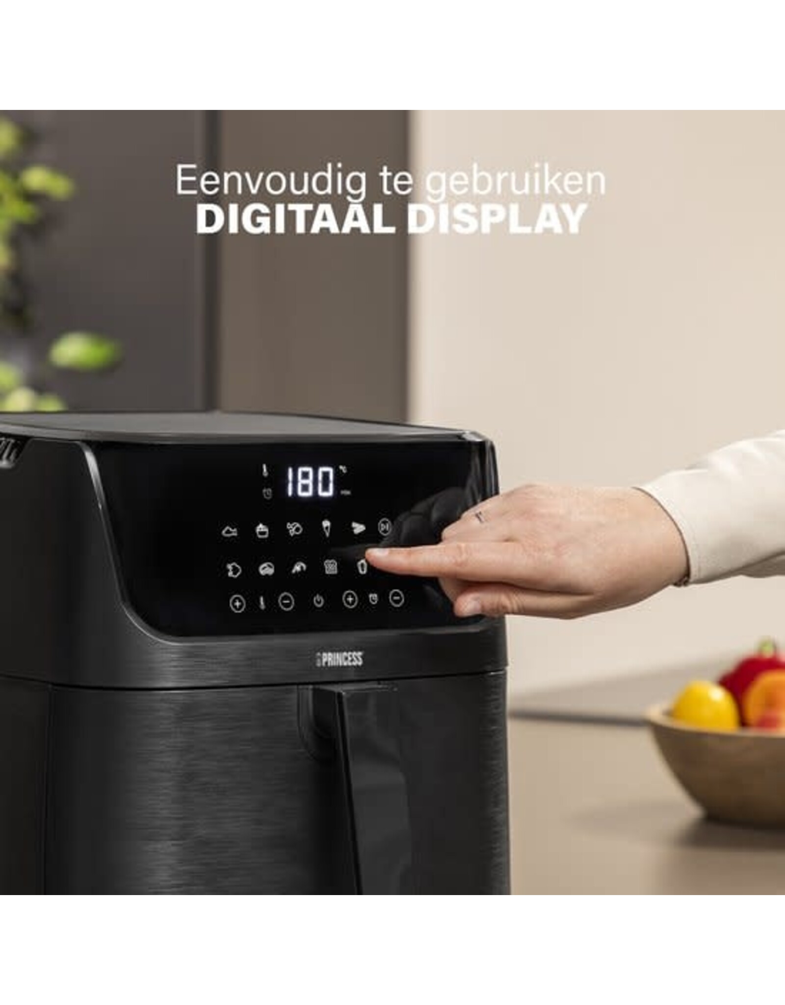 PRINCESS Princess Airfryer 182031 - Heteluchtfriteuse - Digital Aerofryer - 3,5 L - Digital Touch Screen - 10 Automatische programma's - Inclusief receptenboek