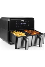 PRINCESS Princess Double Basket Airfryer 182074 - Dubbele Airfryer - 9 liter - 2 manden - XL - 8 programma's- 2400W - Dubbele heteluchtfriteuse - PFAS vrij - Touchscreen - RVS/Zwart - Sync functie