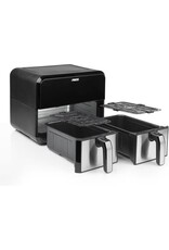 PRINCESS Princess Double Basket Airfryer 182074 - Dubbele Airfryer - 9 liter - 2 manden - XL - 8 programma's- 2400W - Dubbele heteluchtfriteuse - PFAS vrij - Touchscreen - RVS/Zwart - Sync functie