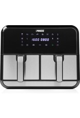 PRINCESS Princess Double Basket Airfryer 182074 - Dubbele Airfryer - 9 liter - 2 manden - XL - 8 programma's- 2400W - Dubbele heteluchtfriteuse - PFAS vrij - Touchscreen - RVS/Zwart - Sync functie