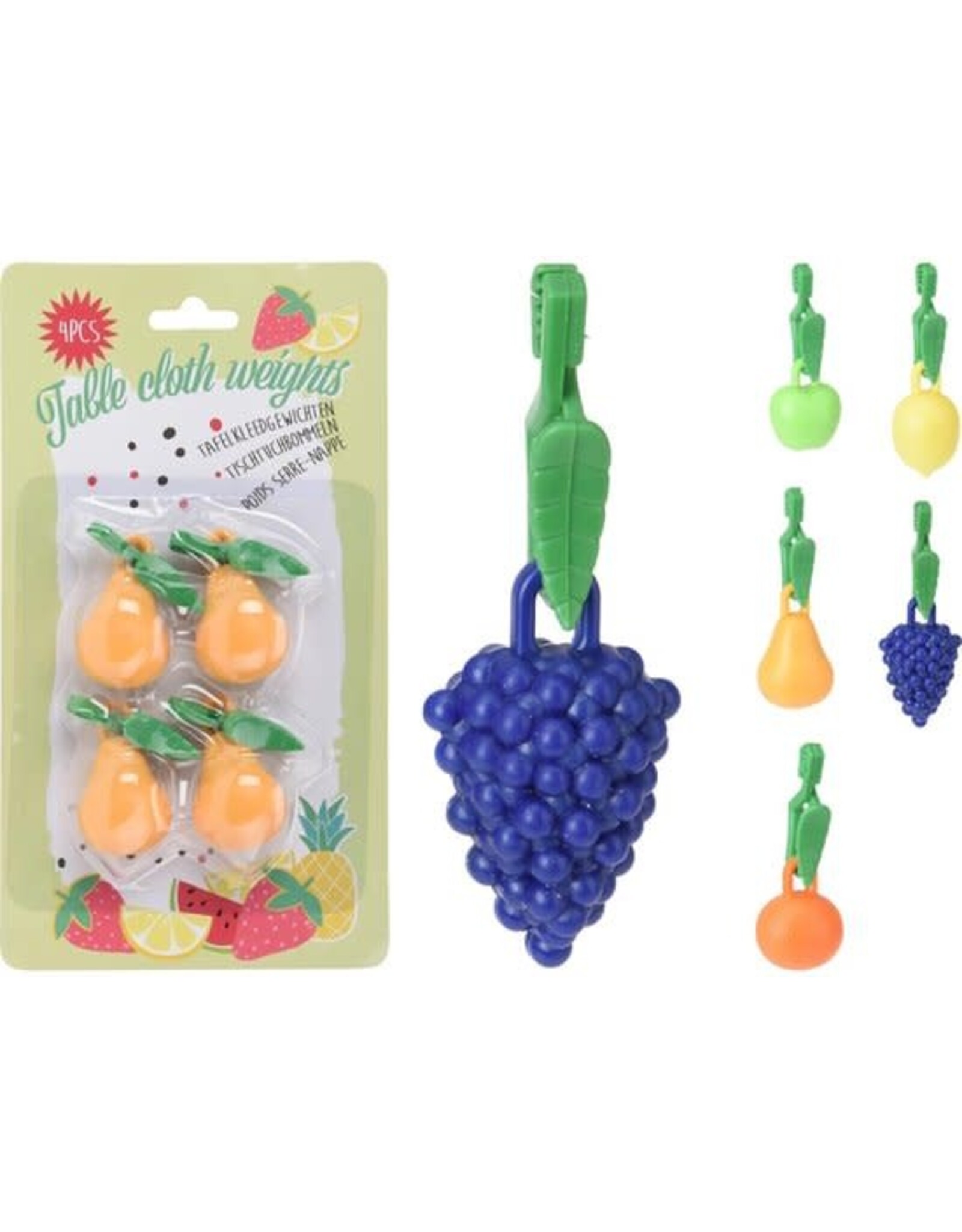 MERKLOOS Tafelkleedgewichten fruit kaart a 4st (1 stuk) assorti