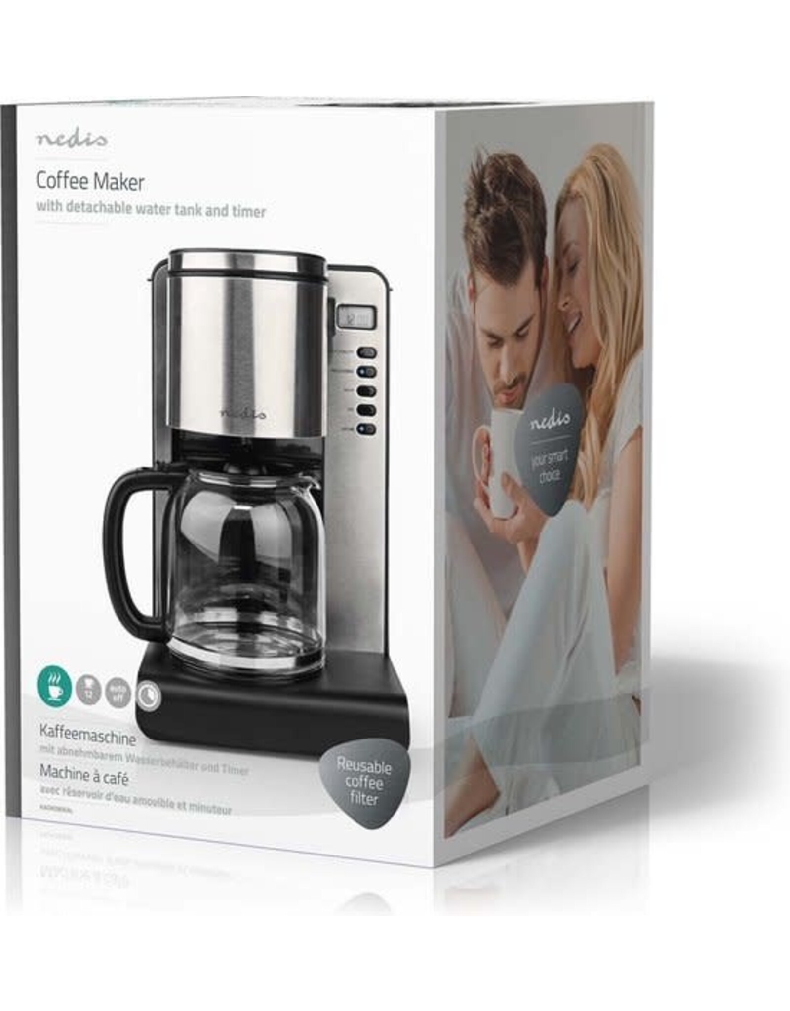 Nedis Nedis Koffiezetapparaat – Filterkoffie – 1,5L – Timer – Warmhoudfunctie – Zwart