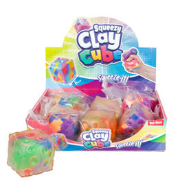 Fun knijpkubus gevuld met klei 4 assorti
