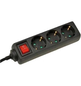 Stekkerdoos 3-voudig met randaarde en schakelaar snoerlengte 1,5 meter zwart