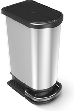 Rotho Paso pedaalemmer - afvalscheider 50L - 2x25L - BPA vrij - zilver metallic