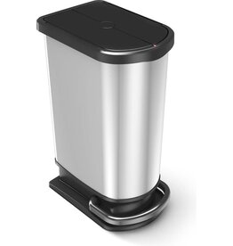 Rotho Paso pedaalemmer - afvalscheider 50L - 2x25L - BPA vrij - zilver metallic