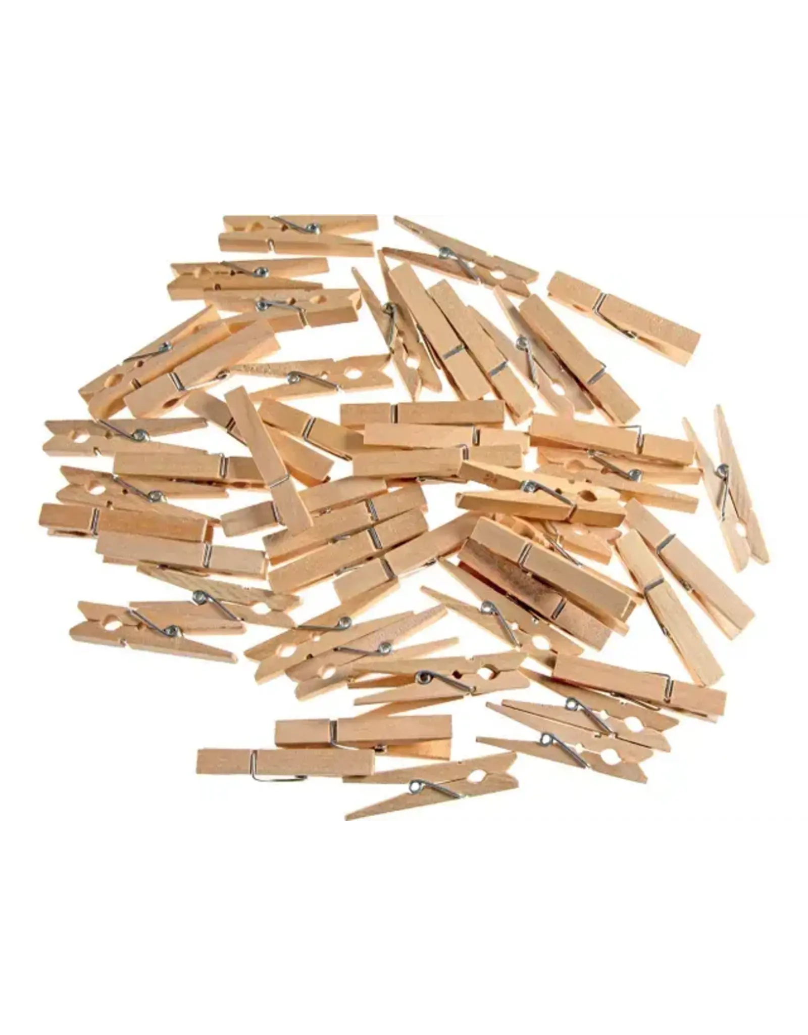 MERKLOOS Wasknijpers - 50 stuks - hout - knijpers - metalen slagveer