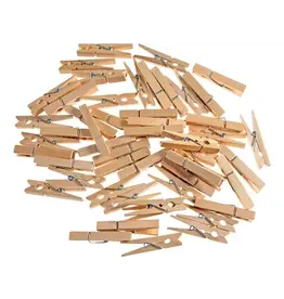 MERKLOOS Wasknijpers - 50 stuks - hout - knijpers - metalen slagveer
